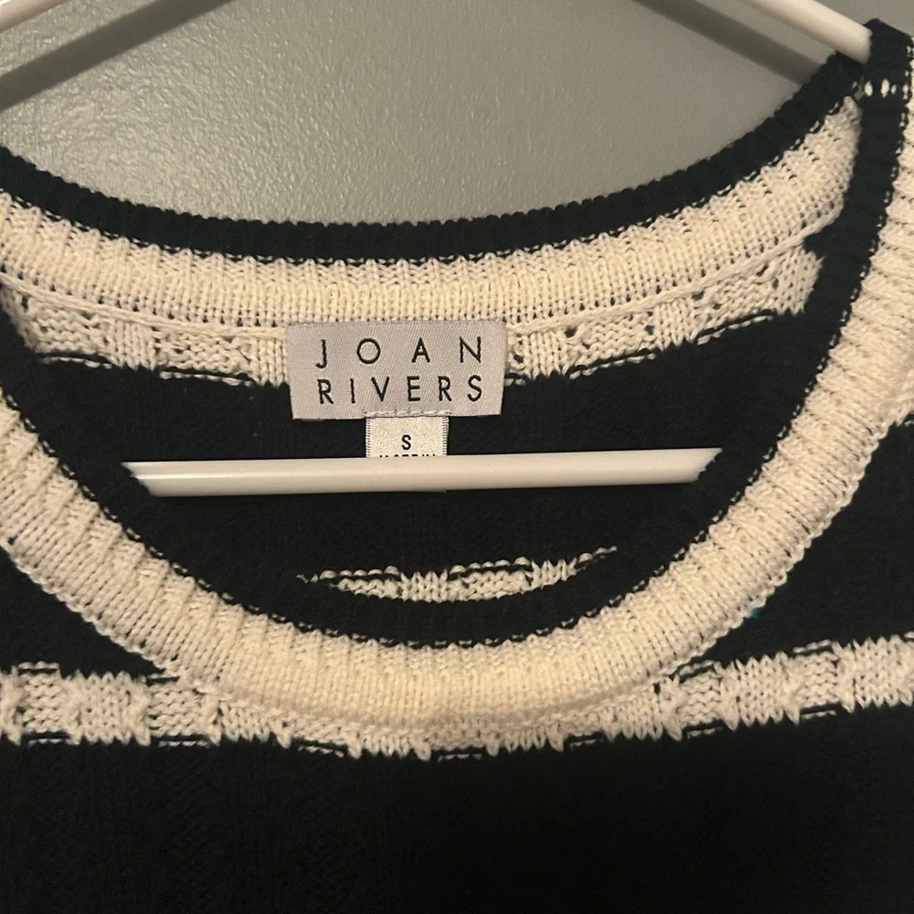 Joan Rivers Black and White Striped Crew Neck Sweater - Picture 4 of 8